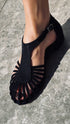 CELLO Black Suede Crystal Stone Shoes