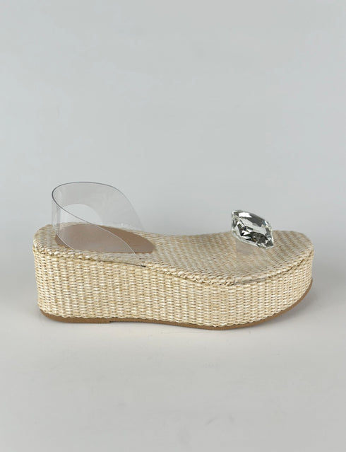 PAROS WHITE STONE WICKER SANDAL