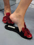 AMAZON Black Floral Flat Slippers