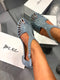 CELLO Blue Suede Crystal Stone Shoes