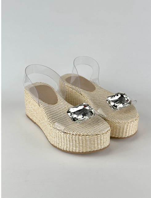 PAROS WHITE STONE WICKER SANDAL