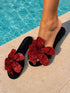 AMAZON Black Floral Flat Slippers