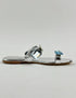 AQUA SILVER FLAT SLIPPERS WITH A BROOCH