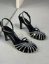 LAILA BLACK SANDALS WITH A CRISTAL STONE