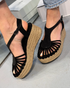 MANDARIN BLACK WICKER SANDALS