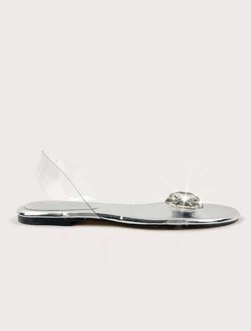 ADIAN SILVER FLAT SANDAL