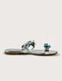 AQUA SILVER FLAT SLIPPERS WITH A BROOCH