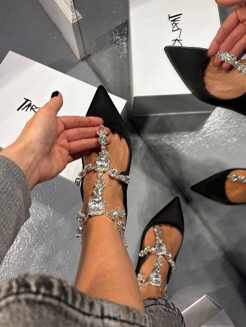 Baroc Black Crystal Accessory Ballerinas