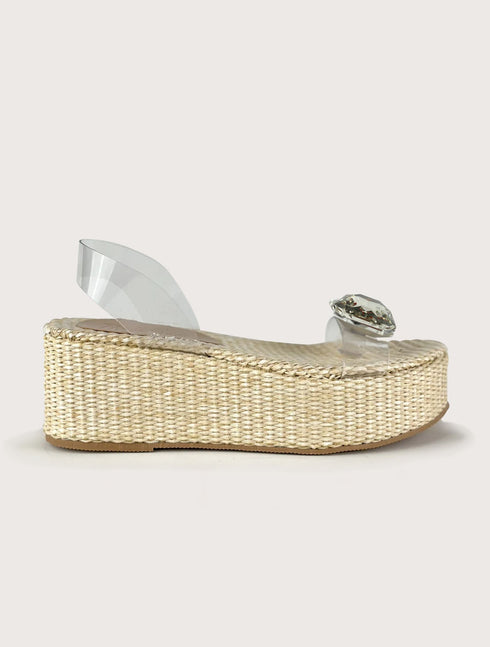 PAROS WHITE STONE WICKER SANDAL