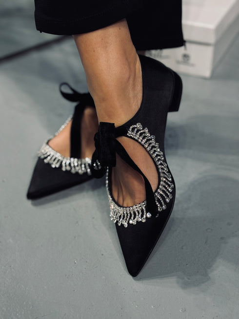 SOFIA Black Satin Loafer