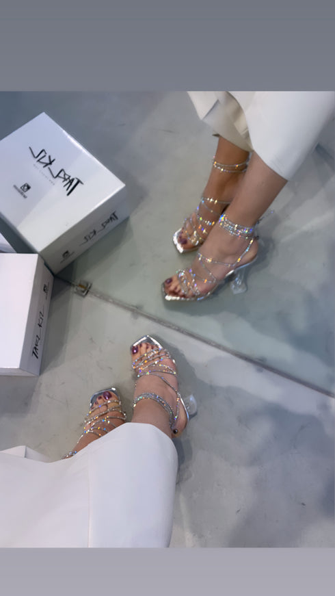 ALYONA STONE TRANSPARENT SANDALS