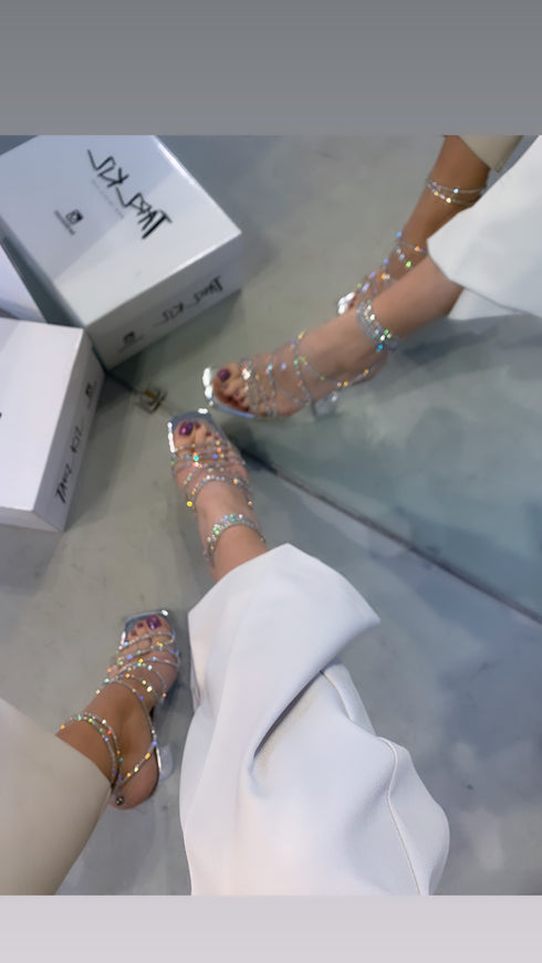 ALYONA STONE TRANSPARENT SANDALS