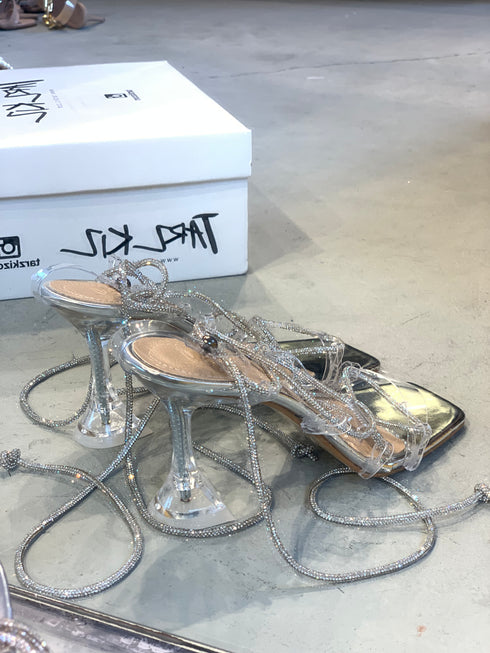 ALYONA STONE TRANSPARENT SANDALS